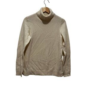 Belle France Cream Cashmere Turtleneck Pullover Women's Sweater Size M
